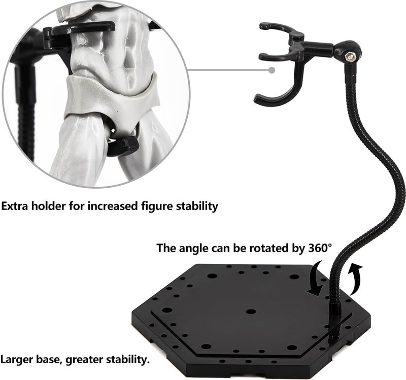 Yocoolfun 3 Pack Black Action Figure Stand,Action Figure Display Holder Stand Base,Compatible with HG RG SD SHF Gundam 1/144 Toy,Doll Stop Motion Holder Stand with Screwdriver - Image 4
