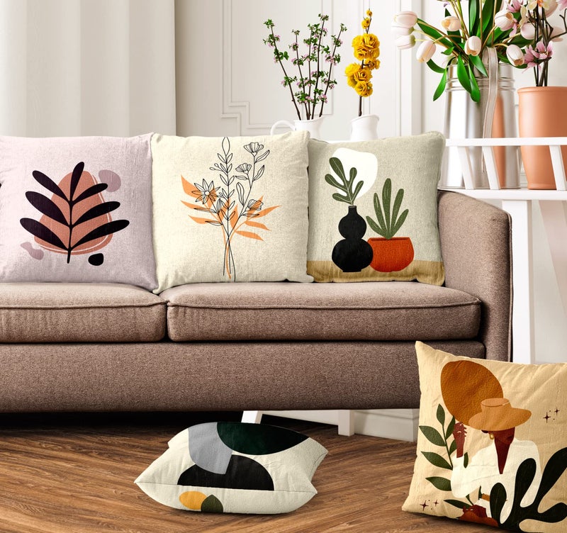 Ultimate Trends Polyester Digital Modern Printed Cushion Cover 18x18 Set of 5, Multi Color(UTCC-New-03_18) - Image 1