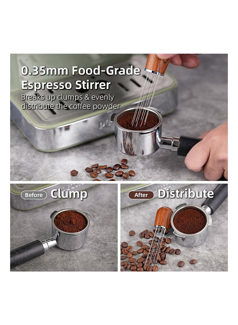 EZSOZO 51mm Espresso Accessories Kit，304 Stainless Steel 30 lb Spring Loaded Calibrated Espresso Tamper，WDT Tool Espresso and Dosing Funnel Set Tamper Mat，Espresso Tamper Solid Wooden Handle， Fits Delonghi 51 mm Espresso Machines - Image 3