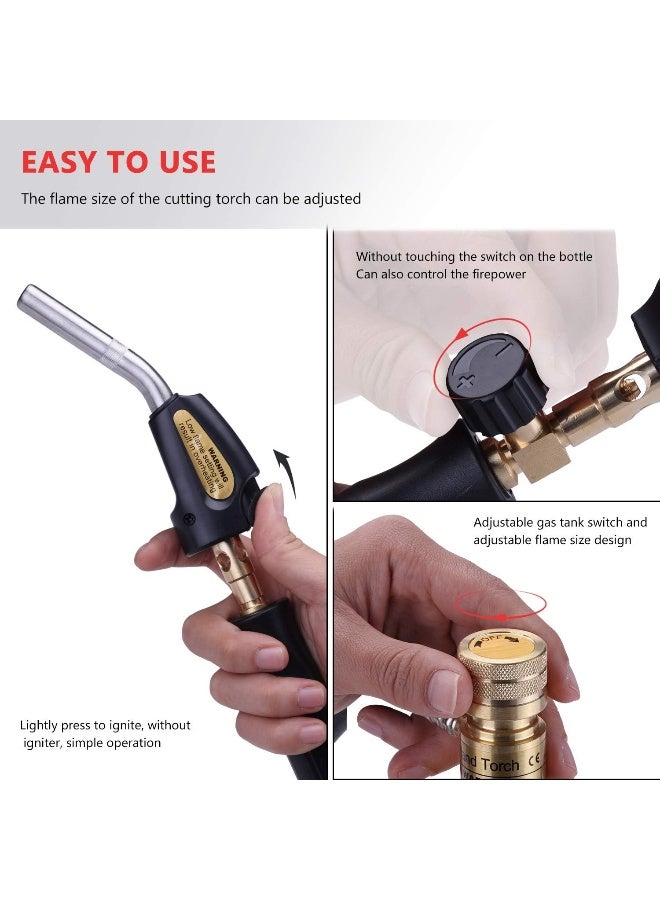 Aismrii Propane Torch Hand Hose, Mapp Gas Torch, Welding Torch, Hose Length 1.5M/60" Maximum Operating Temperature 1900℃/3600℉-with Hook (Quick ignition with valve Style) - Image 3