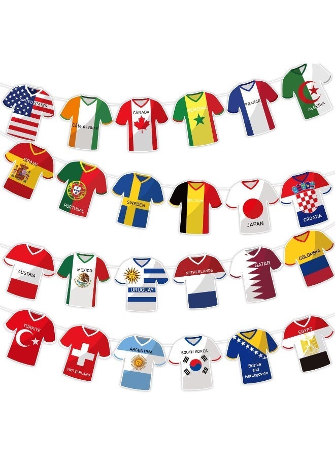 رايات كأس العالم 2026 – 48 علم دولة – زينة حفلات كرة القدم بطول 20 متراً، لافتة قماش مزدوجة الجوانب للحديقة والبار والمنزل – مستلزمات كأس العالم 26 - Image 1