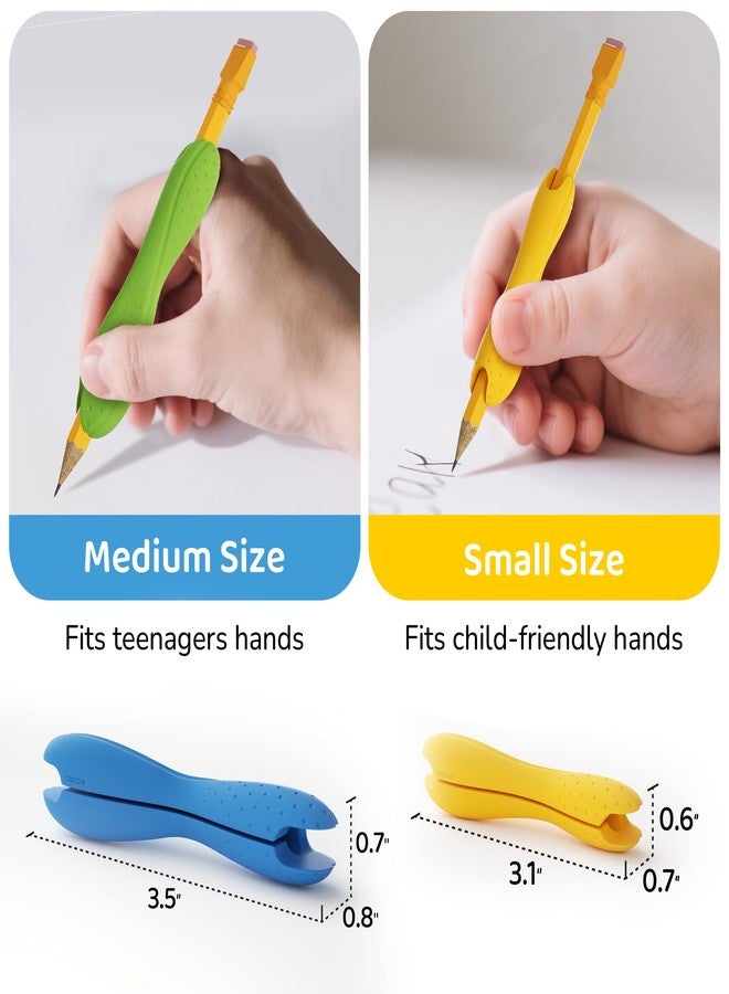 ELETIUO 6-Pack Mixed Sizes&Colors Silicone Pencil Grips for Kids & Adults,Ergonomic Anti-Slip Texture for Handwriting,Drawing,Dual-Head Design for Right or Left-Handed Use(Small+Medium) - Image 3