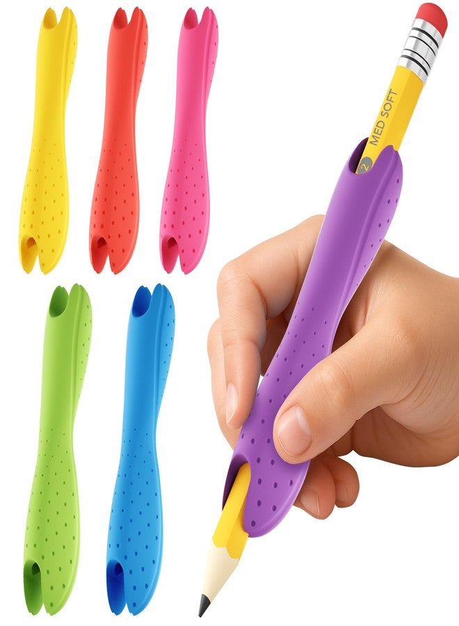 ELETIUO 6-Pack Mixed Sizes&Colors Silicone Pencil Grips for Kids & Adults,Ergonomic Anti-Slip Texture for Handwriting,Drawing,Dual-Head Design for Right or Left-Handed Use(Small+Medium) - Image 1