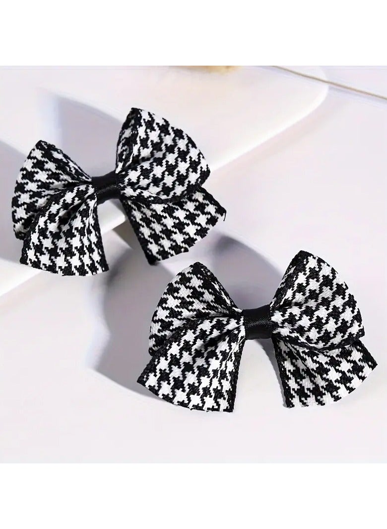 Goolsky 2 قطع مشابك شعر قوس قزح بتصميم هوندستوث للفتيات الصغيرات - قماش ناعم، مشابك تمساح غير قابلة للانزلاق باللونين الأسود والأبيض - مثالية لحفلات عيد الميلاد والأناقة اليومية - Image 1