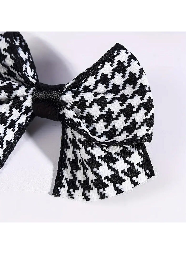 Goolsky 2 قطع مشابك شعر قوس قزح بتصميم هوندستوث للفتيات الصغيرات - قماش ناعم، مشابك تمساح غير قابلة للانزلاق باللونين الأسود والأبيض - مثالية لحفلات عيد الميلاد والأناقة اليومية - Image 2