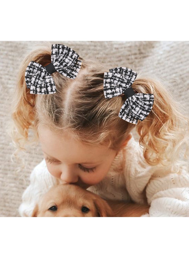 Goolsky 2 قطع مشابك شعر قوس قزح بتصميم هوندستوث للفتيات الصغيرات - قماش ناعم، مشابك تمساح غير قابلة للانزلاق باللونين الأسود والأبيض - مثالية لحفلات عيد الميلاد والأناقة اليومية - Image 3