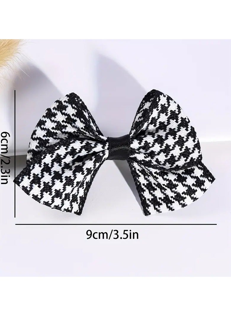 Goolsky 2 قطع مشابك شعر قوس قزح بتصميم هوندستوث للفتيات الصغيرات - قماش ناعم، مشابك تمساح غير قابلة للانزلاق باللونين الأسود والأبيض - مثالية لحفلات عيد الميلاد والأناقة اليومية - Image 4