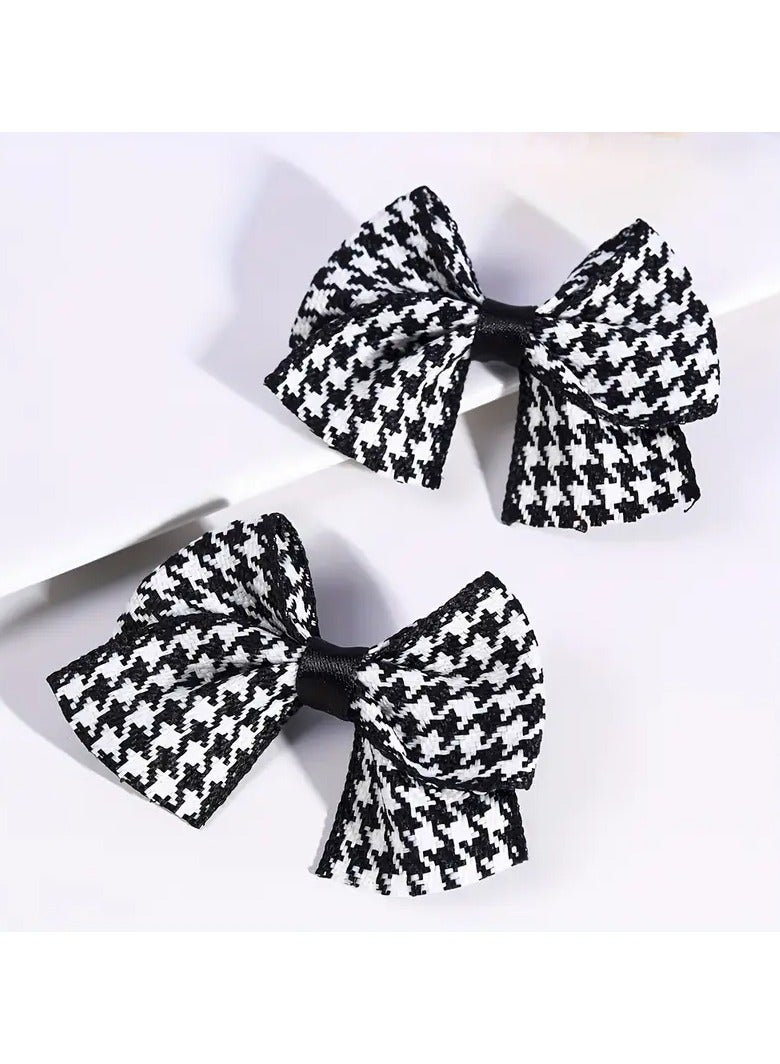 Goolsky 2 قطع مشابك شعر قوس قزح بتصميم هوندستوث للفتيات الصغيرات - قماش ناعم، مشابك تمساح غير قابلة للانزلاق باللونين الأسود والأبيض - مثالية لحفلات عيد الميلاد والأناقة اليومية - Image 5