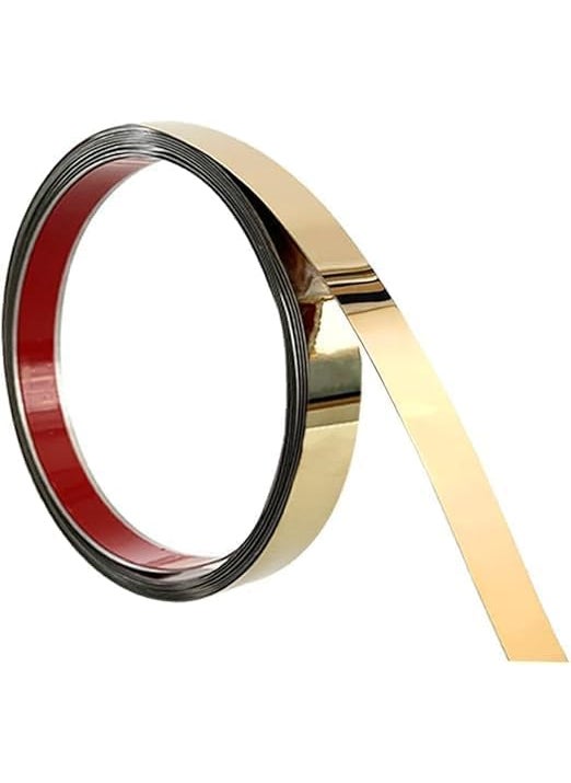 Simxen - Simxen Golden Metal Trim Wall Strip Stainless Steel PVD Coated 8K Mirror Gold Finish Flat Trim Strip profile 15 mm x 16.4ft(5mtr) Roll for wall Decoration, Furniture, Highlighters.(PACK OF 1) - Image 1