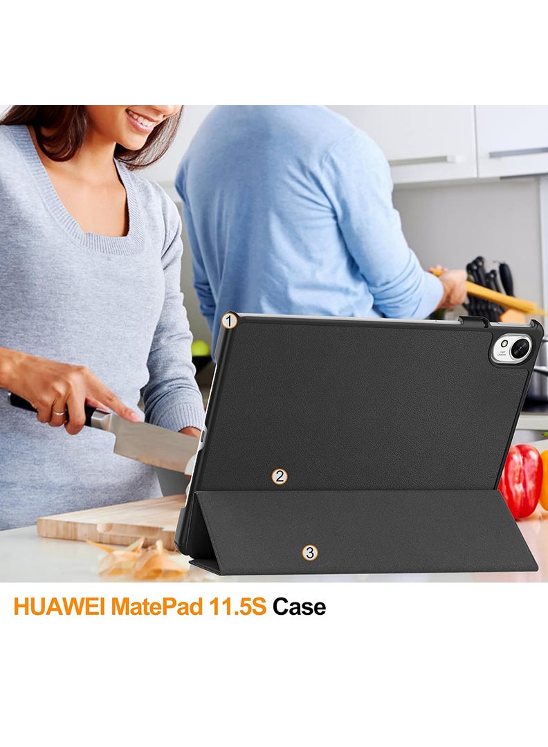 Theodor Protective Flip Case For Huawei MatePad 11.5 S (2024) With Trifold Stand Auto Wake Sleep Shockproof Cover Coffee Mug - Image 3