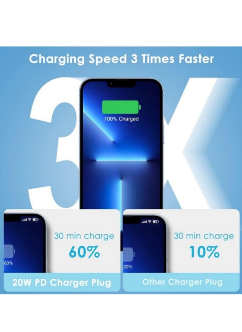 Generic - iPhone 20W Fast Charger | USB C Wall Fast Charger with USB C to Lightning Cable Compatible with iPhone 14/14 Pro/14 Pro Max/13/12/SE2020/11/XR/XS Max/X/iPad - Image 1