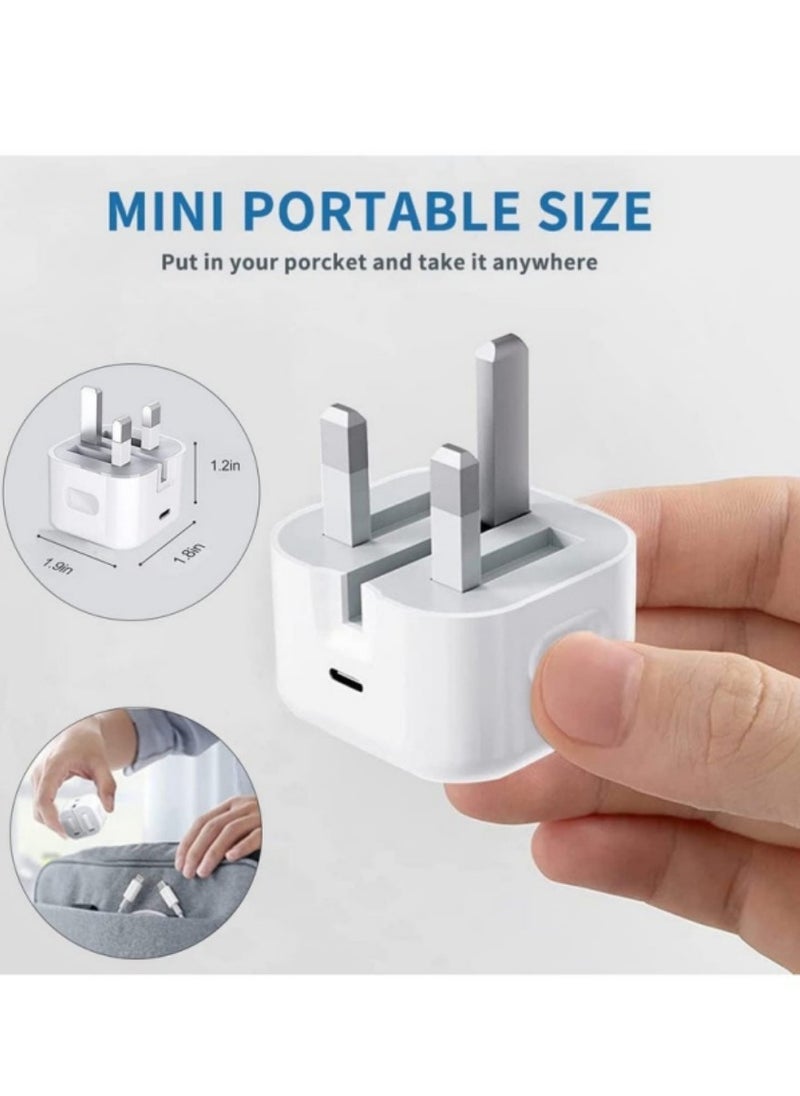 Generic - iPhone 20W Fast Charger | USB C Wall Fast Charger with USB C to Lightning Cable Compatible with iPhone 14/14 Pro/14 Pro Max/13/12/SE2020/11/XR/XS Max/X/iPad - Image 1