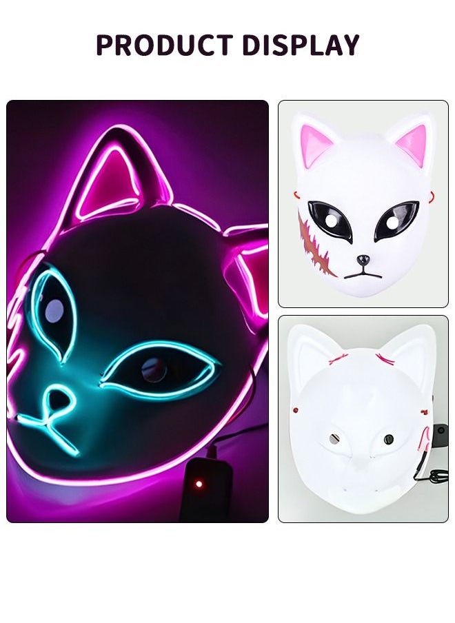 GROIC - Fox Mask LED Party Mask, Demon Slayer Mask, Cosplay Mask, Japanese Anime Glow Mask, Photography Props Toys, Pretend Game Toys - Image 1