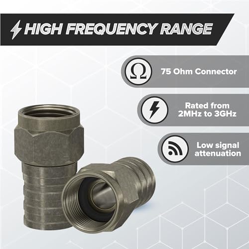 THE CIMPLE CO Coaxial Crimp Connector for RG6 Coax Cable, Radial Compression Connector, Includes O-Ring and Gel for Weather Tight Seal, Indoor and Outdoor Use (100 Pack) - Image 5