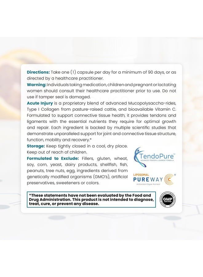 Pure Therapro Rx Acute Injury | Tendon & Ligament Support | Convenient Once a Day Clinical Dose | Supports Tendon Health, Movement & Physical Function | Pharm-Grade (90 Capsules) - Image 3