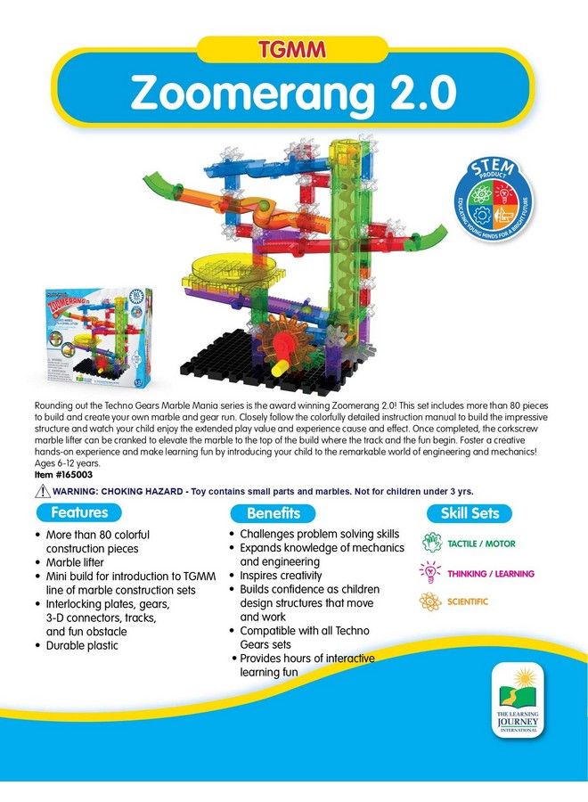 THE LEARNING JOURNEY : Techno Gears Marble Mania Zoomerang 2.0 (80+ Pcs) Marble Run For Kids Ages 6 And Up Award Winning Toys - Image 5