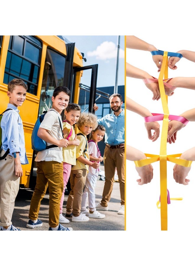 TecUnite تيك يونايت 2 حزمة حبل مشي قصير مع 12 مقبض حبل أمان خارجي لرعاية الأطفال لمرحلة ما قبل المدرسة للأطفال الصغار، 12 طفل 2 بالغين (لون لطيف) - Image 5
