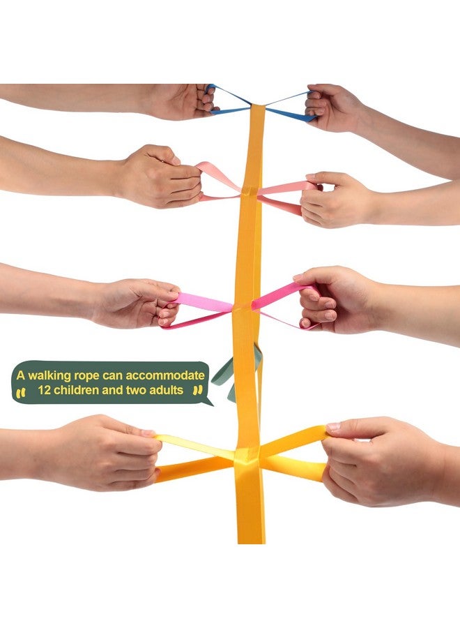 TecUnite تيك يونايت 2 حزمة حبل مشي قصير مع 12 مقبض حبل أمان خارجي لرعاية الأطفال لمرحلة ما قبل المدرسة للأطفال الصغار، 12 طفل 2 بالغين (لون لطيف) - Image 4