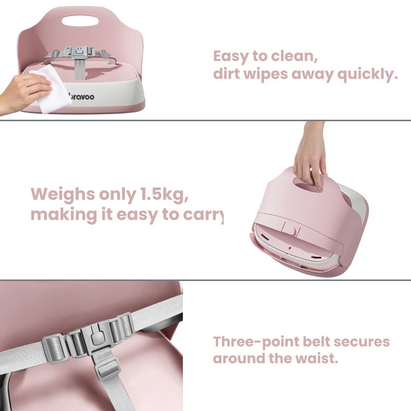 UBRAVOO Baby Booster Seats, Portable High Chairs for Babies and Toddlers, HighChair for Baby from 6 Months to 3 Years, Sitting Up to 15 kg (Pink) - Image 5