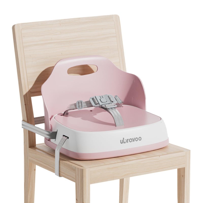 UBRAVOO Baby Booster Seats, Portable High Chairs for Babies and Toddlers, HighChair for Baby from 6 Months to 3 Years, Sitting Up to 15 kg (Pink) - Image 1