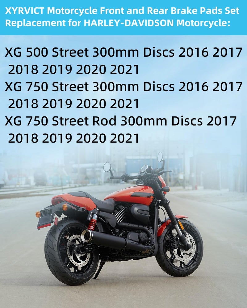 XYRVICT Motorcycle Front and Rear Ceramic Brake Pads Set Replacement for HARLEY DAVIDSON XG750 XG 750 Street 750 2016 2019 2017 2018 2020 2021 - Image 2