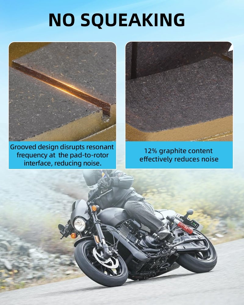XYRVICT Motorcycle Front and Rear Ceramic Brake Pads Set Replacement for HARLEY DAVIDSON XG750 XG 750 Street 750 2016 2019 2017 2018 2020 2021 - Image 4