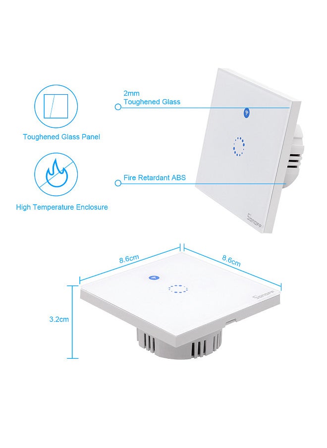 T1 EU ITEAD Smart WiFi Wall Light Touch Switch, with Touch, WiFi, 433MHz RF,APP Remote Control, Timing Function