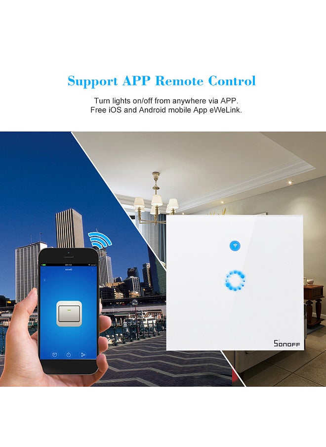 T1 EU ITEAD Smart WiFi Wall Light Touch Switch, with Touch, WiFi, 433MHz RF,APP Remote Control, Timing Function