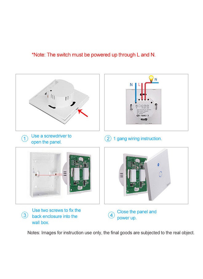 T1 EU ITEAD Smart WiFi Wall Light Touch Switch, with Touch, WiFi, 433MHz RF,APP Remote Control, Timing Function