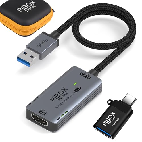 pibox India كابل بطاقة التقاط الفيديو المطور GEN 3 60 FPS، PiBOX INDIA 4K HDMI إلى USB 3.0 MJPEG YUV جهاز التقاط الألعاب من الألمنيوم لنظام Windows وAndroid وMac، HD 1080P 60fps بث مباشر للألعاب، التعليم - 2024 - Image 1