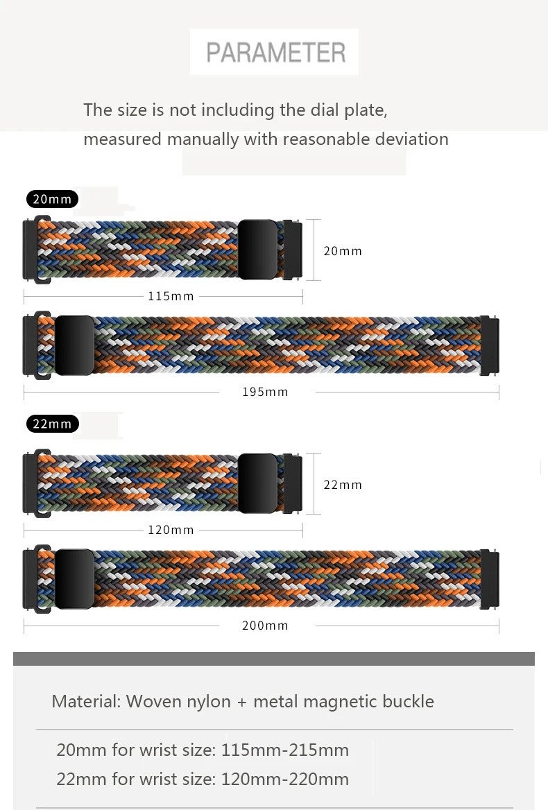 Bluejw Nylon Woven Replacement Watch Strap for Samsung Galaxy Watch 7 / Galaxy Watch GT3 / Huawei Watch GT4 – 18mm 20mm 22mm Smartwatch Band - Image 5