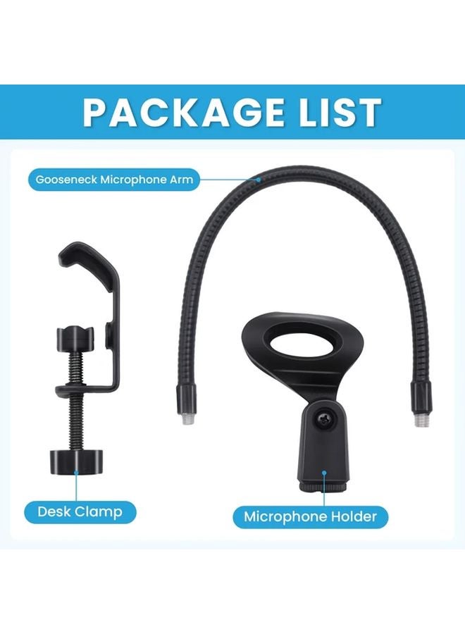 Black Oval Microphone Stand Gooseneck Flexible Desktop Mic Holder For Live Streaming - Image 4