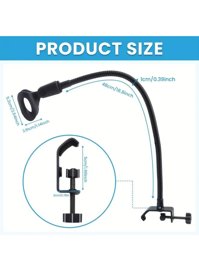Black Oval Microphone Stand Gooseneck Flexible Desktop Mic Holder For Live Streaming - Image 3
