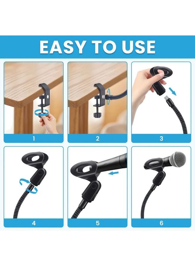 Black Oval Microphone Stand Gooseneck Flexible Desktop Mic Holder For Live Streaming - Image 2