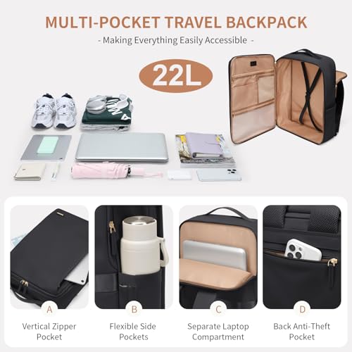 GOLF SUPAGS Stylish Laptop Backpack for Women Airline Approved Perfect for Work College and Travel MultiFunctional Casual Daypack Fits 173 Inch Notebook Black - Image 3