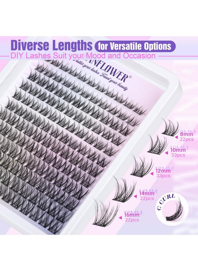 Lanflower Lash Clusters Kit Wispy Lash Extension Kit C Curl Eyelash Clusters Kit Natural Cluster Eyelash Extensions Kit 8-16mm Individual Lashes with Lash Bond and Seal Lash Tweezers - Image 5