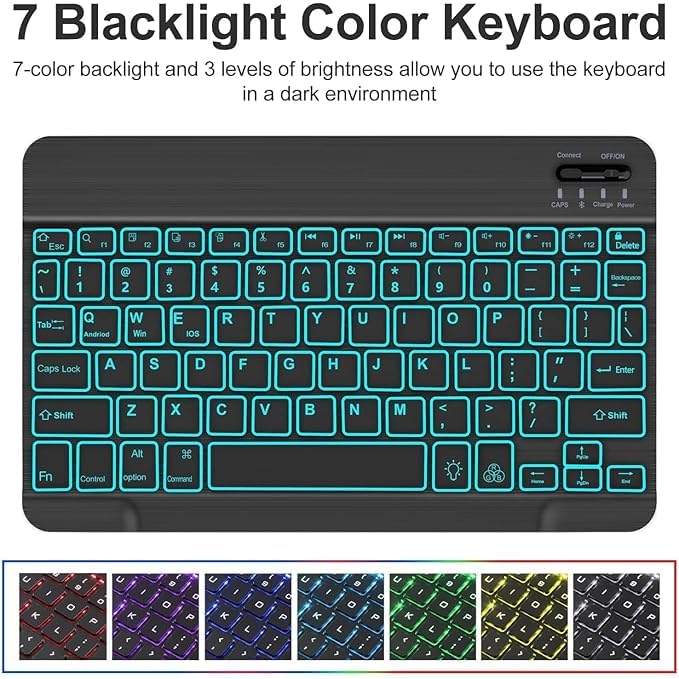 ProElite Keyboard Case Cover for Lenovo Idea Tab Pro 12.7 inch 2025 Magnetic Detachable Wireless Bluetooth Keyboard with Built-in 7-Colors Backlit, Lavender - Image 3