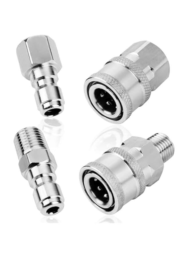 موكسو مجموعة وصلات جاز غسل يعمل الضغط مقاس 14 اش NPT سريعة التوصيل م الستالس ستيل ذكر وأثى م قطعتي س داخلي، س خارجي - Image 1