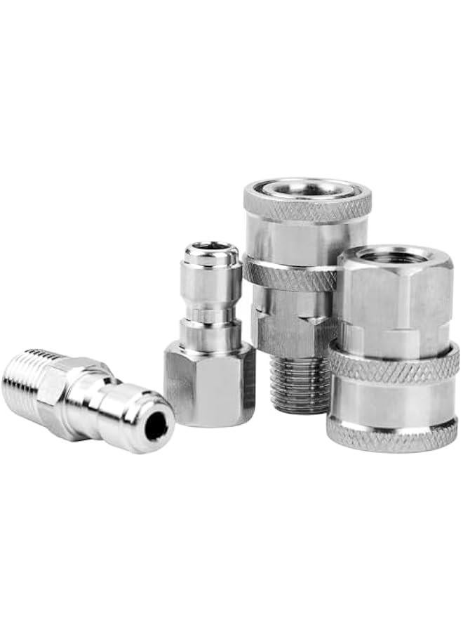 موكسو مجموعة وصلات جاز غسل يعمل الضغط مقاس 14 اش NPT سريعة التوصيل م الستالس ستيل ذكر وأثى م قطعتي س داخلي، س خارجي - Image 4