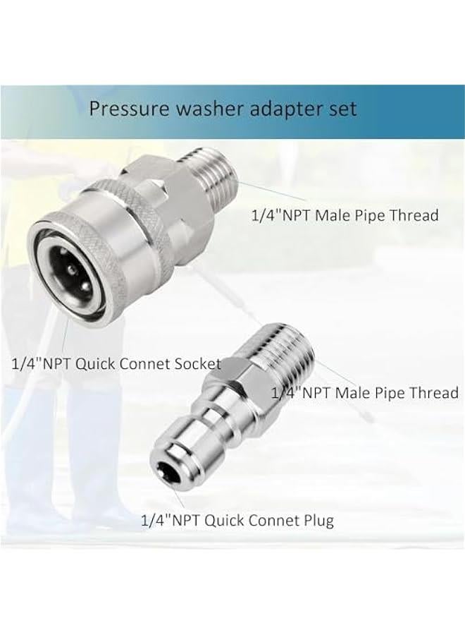 موكسو مجموعة وصلات جاز غسل يعمل الضغط مقاس 14 اش NPT سريعة التوصيل م الستالس ستيل ذكر وأثى م قطعتي س داخلي، س خارجي - Image 5