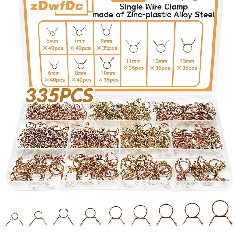 zDwfDc 335Pcs 513mm Spring Hose Clamps Silicone Vacuum Hose With 9 Sizes Spring Belt Action Water Pipe Clamp Low Pressure Air Clamp Sorting Kit DD007 - Image 2