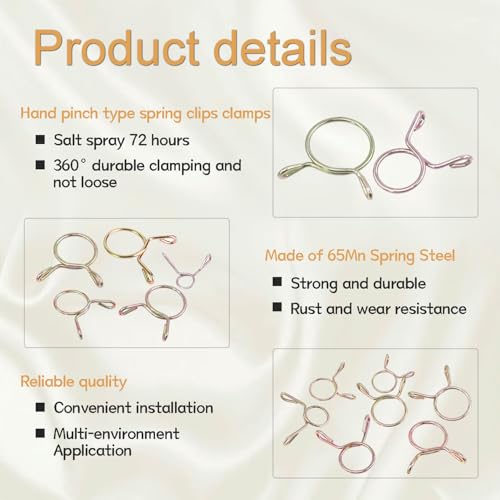 zDwfDc 335Pcs 513mm Spring Hose Clamps Silicone Vacuum Hose With 9 Sizes Spring Belt Action Water Pipe Clamp Low Pressure Air Clamp Sorting Kit DD007 - Image 5