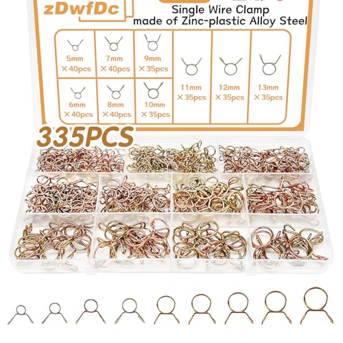 zDwfDc 335Pcs 513mm Spring Hose Clamps Silicone Vacuum Hose With 9 Sizes Spring Belt Action Water Pipe Clamp Low Pressure Air Clamp Sorting Kit DD007 - Image 1