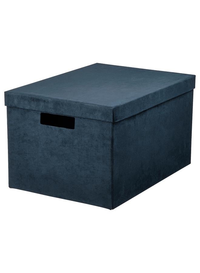 Zaboon Storage Box With Lid, Velvet Dark Blue, 25X35X20 Cm  - Image 1