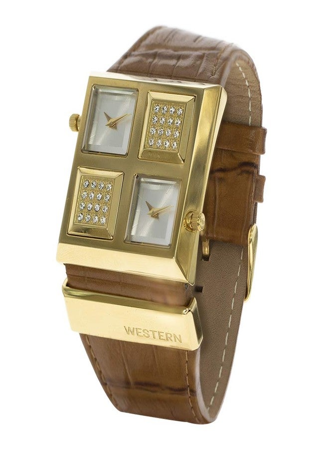 Western Unisex Leather Strap Watch with black Leather Strap W8116UGP170F - Image 2