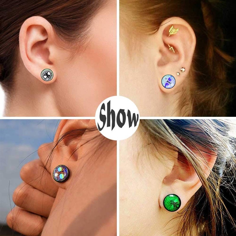 FLYUN Norse Viking Runes Earrings for Men Hypoallergenic Stainless Steel Punk Huggie Hoop Earring Sturdy Norse Mythology Jewelry Gifts with Delicate Packaging (6 PAIRS TREE OF LIFE) - Image 2