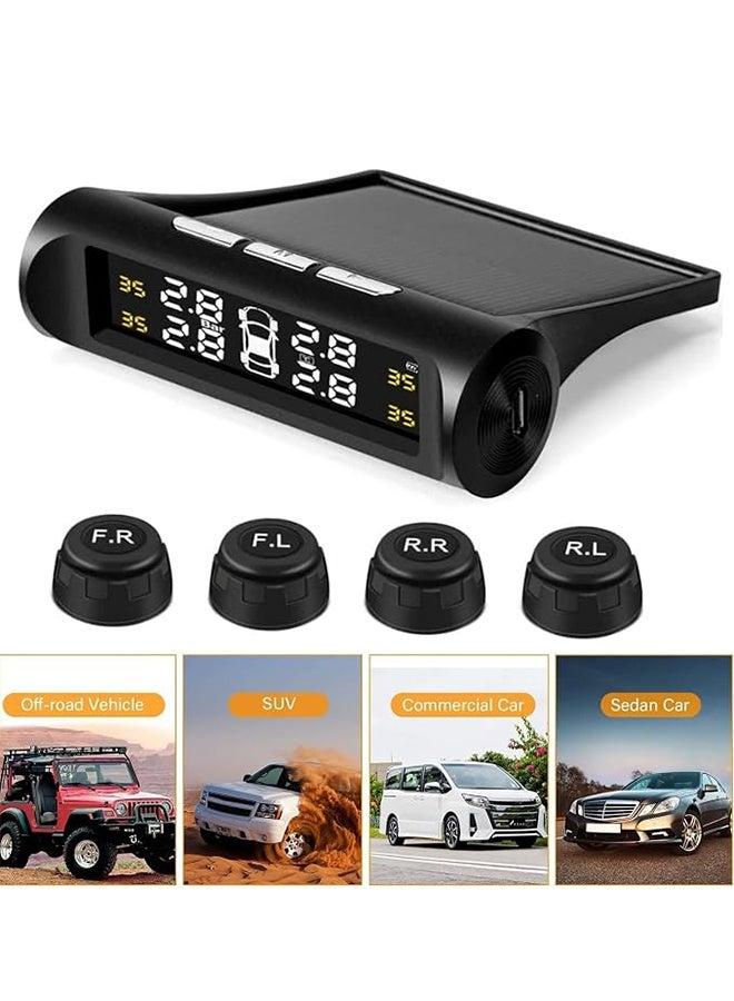 TPMS Solar Powered Car Tire Pressure Monitoring Tool, With 4 External Sensor, Tms Tire Pressure Monitoring System, Wireless Tpms Monitor, Lcd Digital Display Tire Pressure Gauge, For Rv, Camper, Travel Trailer and Trailer - Image 5