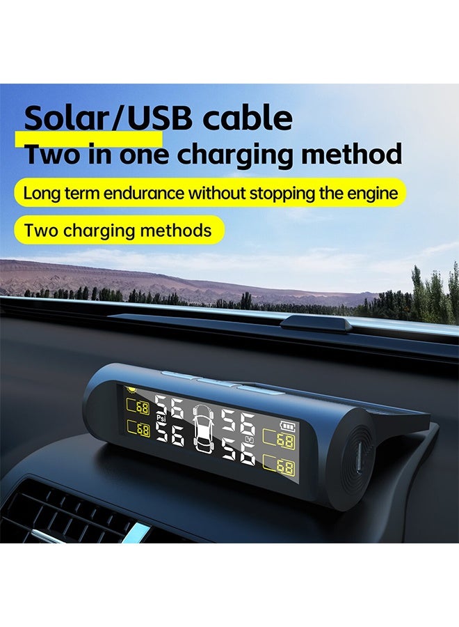 TPMS Solar Powered Car Tire Pressure Monitoring Tool, With 4 External Sensor, Tms Tire Pressure Monitoring System, Wireless Tpms Monitor, Lcd Digital Display Tire Pressure Gauge, For Rv, Camper, Travel Trailer and Trailer - Image 4