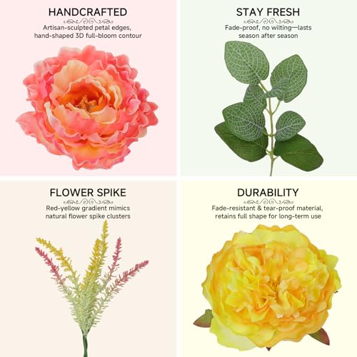 Chrisxiao 24 Inch Spring Summer Wreath for Front Door, Eucalyptus Wreaths with Peony, Tulip & Eucalyptus Leaves,Summer Wreath for Home Farmhouse, Outdoor, Porch, Wall Window Decor All Year Round - Image 2