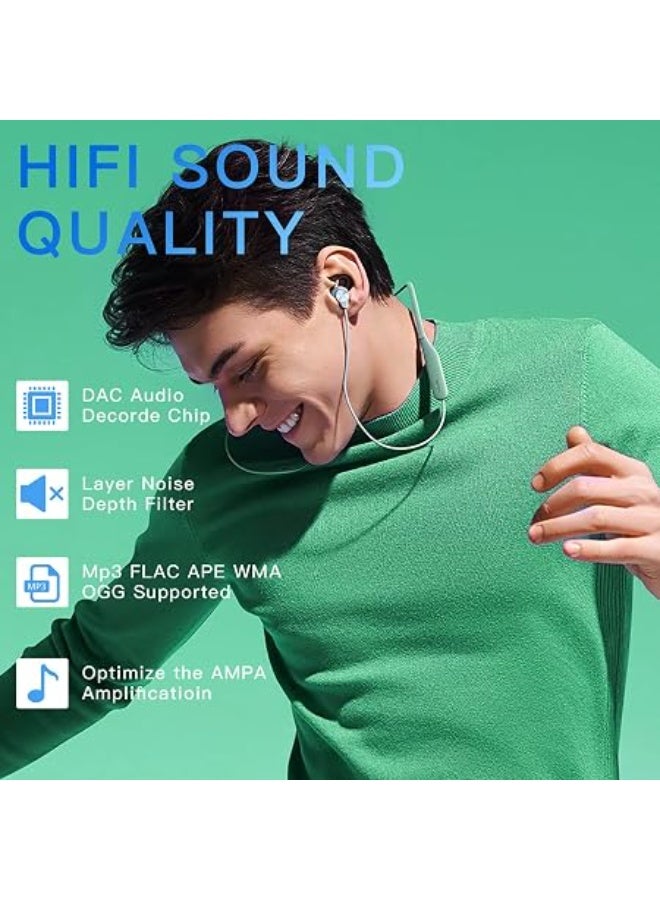 مشغل MP3 سعة 64 جيجابايت مع بلوتوث 5.2، مشغل موسيقى بمكبر صوت عالي الدقة، راديو FM، مسجل صوت، صوت عالي الفوعة HiFi، وظيفة الكتب الإلكترونية، مع سماعات أذن مرفقة - Image 2
